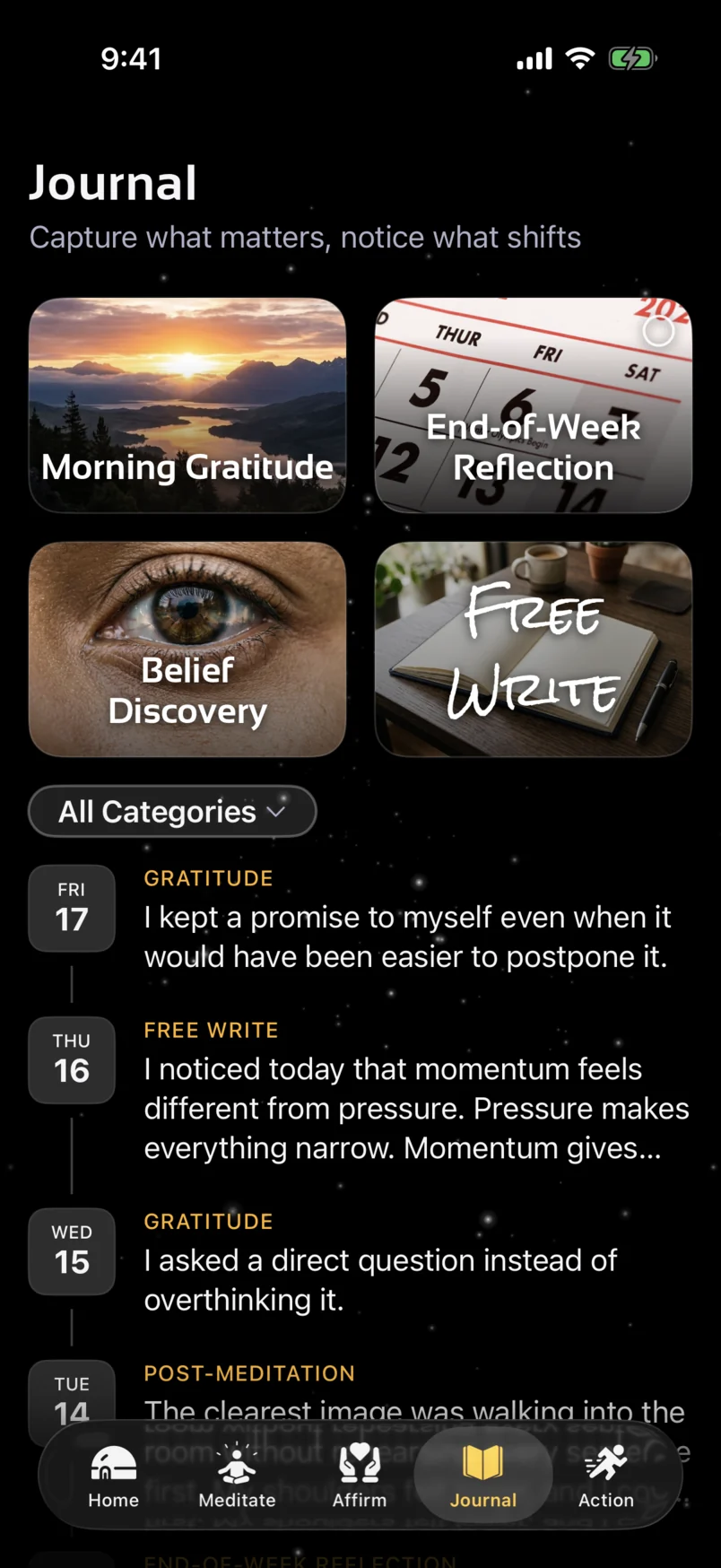 Noesis Journal with gratitude, reflection, and belief discovery